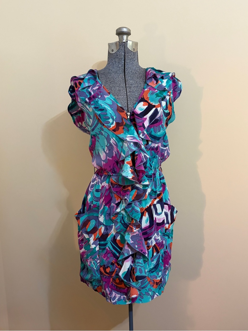 Charlie Jade Teal & Purple Ruffled Mini Dress‎